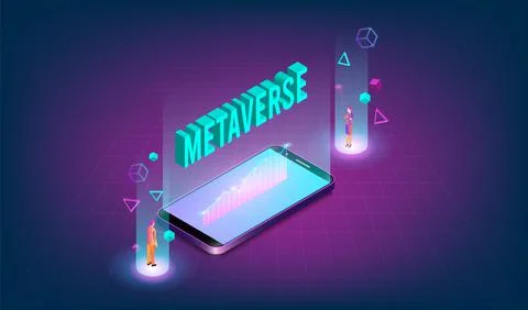 Concept of Future digital technology 3D metaverse, a virtual reality technolo Stock Illustration