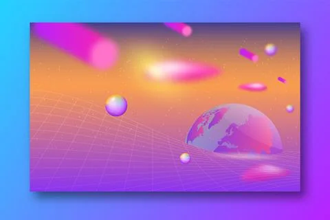 Concept of Future digital technology metaverse, colorful background. Stock Illustration