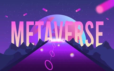 Concept of Future digital technology metaverse, colorful background. Stock Illustration