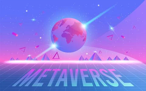 Concept of Future digital technology metaverse, colorful background. Stock Illustration