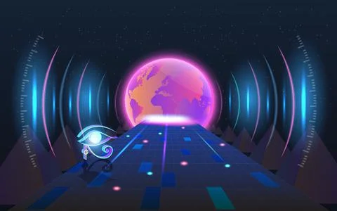 Concept of Future digital technology metaverse, Stock Illustration