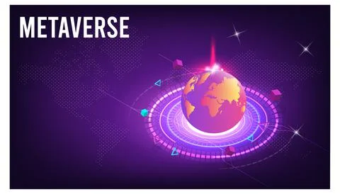 Concept of Future digital technology metaverse, colorful background. Vector Stock Illustration
