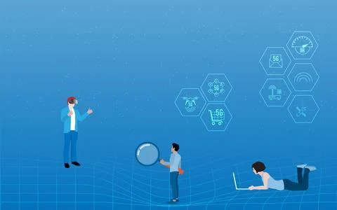 Concept of Future digital technology metaverse . Stock Illustration