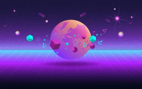 Concept of Future digital technology metaverse, colorful background. Vector i Stock Illustration