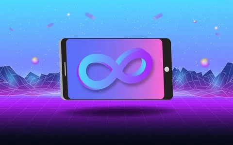 Concept of Future digital technology virtual reality metaverse with smartphon Stock Illustration