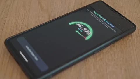 Concept of future hyper-speed mobile internet. Futuristic mobile UI Stock Footage 337998424