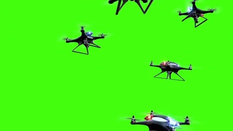 Concept of the future. Police drones take off on a green screen background 스톡 동영상 84789622