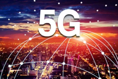 Concept of future technology 5G network systems and internet. 3d illustration Stock-Illustration