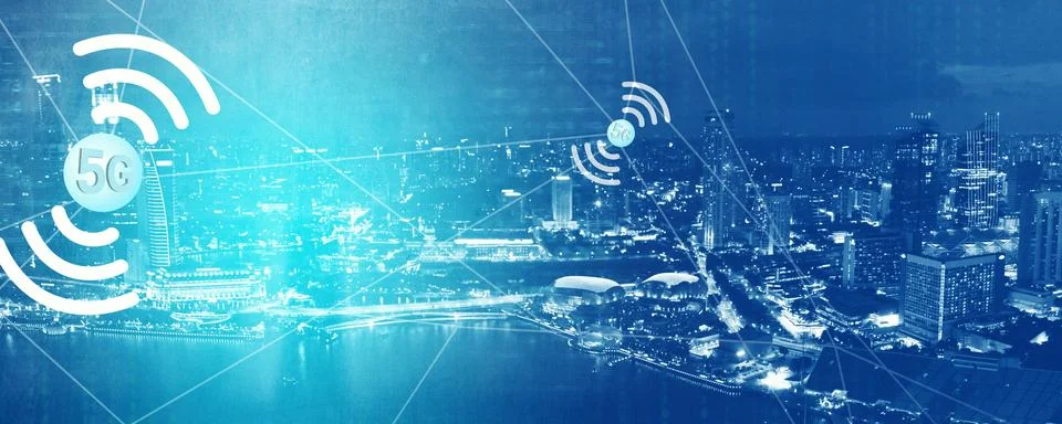 Concept of future technology 5G network systems and internet. 3d illustration Stock-Illustration