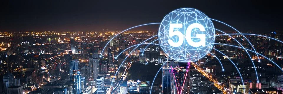 Concept of future technology 5G network systems and internet. 3d illustration イラスト素材