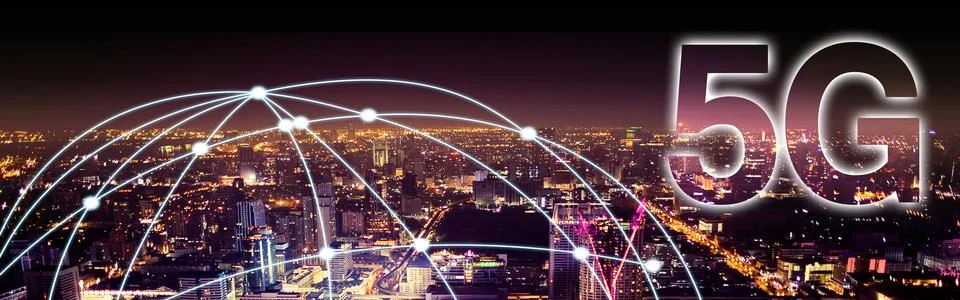Concept of future technology 5G network systems and internet. 3d illustration Stock-Illustration