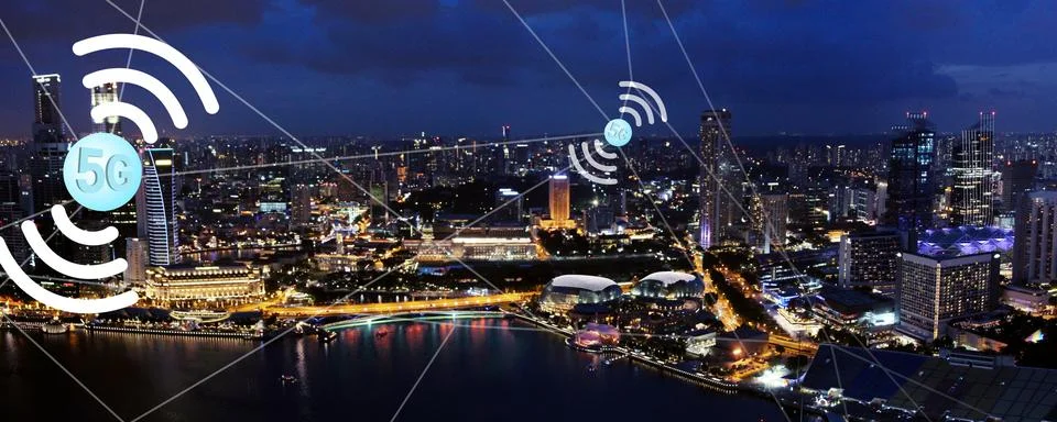 Concept of future technology 5G network systems and internet. 3d illustration Stock-Illustration