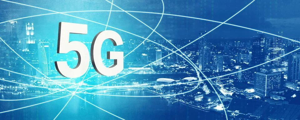 Concept of future technology 5G network systems and internet. 3d illustration Stock-Illustration