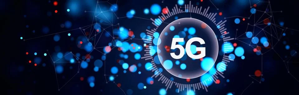 Concept of future technology 5G network systems and internet. 3d illustration Ilustración de archivo