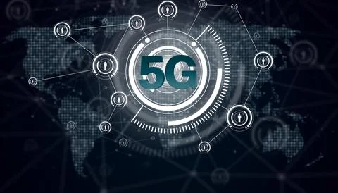 Concept of future technology 5G network systems and internet. 3d illustration Stock-Illustration