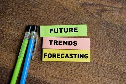 Concept of future trends forecasting write on sticky notes Stock Photos
