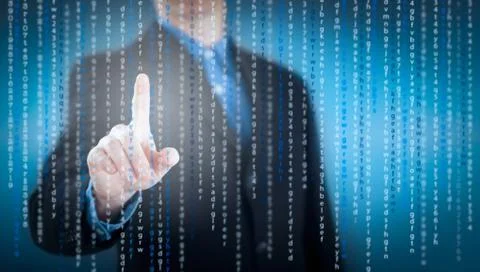 Concept of future,businessman working with digital virtual screen Stock Illustration