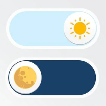 Concept of gadget interface switch to Day and Night mode and ui symbol. Day and  Stock Illustration