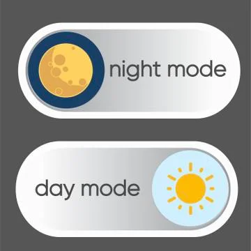 Concept of gadget interface switch to Day and Night mode and ui symbol. Day and  Stock Illustration