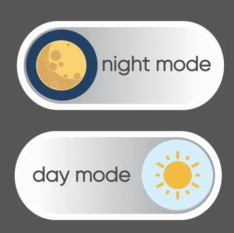 Concept of gadget interface switch to Day and Night mode and ui symbol. Day and Stock Illustration