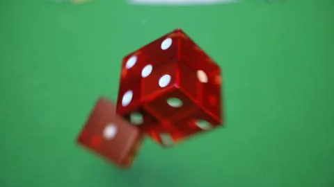Concept Gambling template with flying dice. Red dice. 3D illustration Illustrazione stock