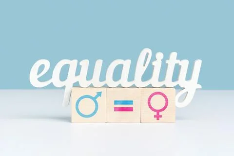 The concept of gender equality and equal pay. The word equality is on three w Stock Photos