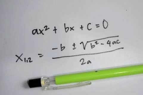 Concept of general quadratic equation write on book isolated on Wooden Table. 写真素材