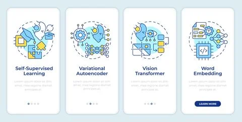 Concept of generative AI onboarding mobile app screen Ilustración de archivo