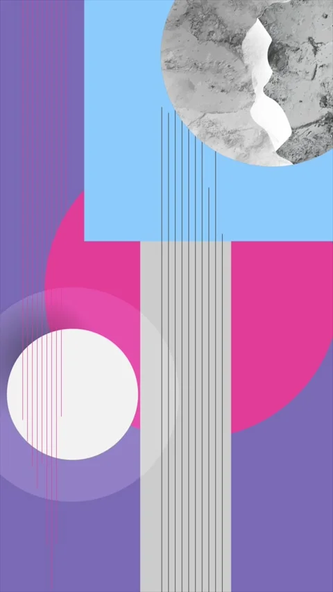 Concept geometric abstract motion design with lines and grunge circle elements Stock Footage 308372938