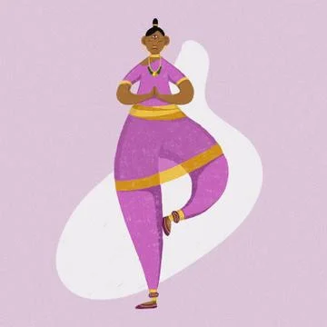 Concept of getting inner harmony and health. Brown skinned indian man does yo Stock Illustration