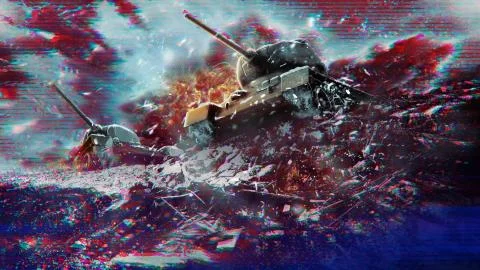 Concept glitch effects of war and conflict Stock Illustration