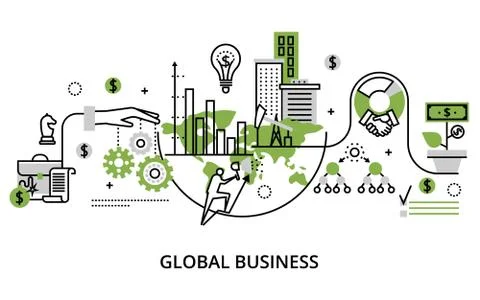 Concept of global business process and finance success in the world Illustrazione stock