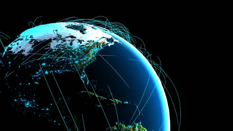Concept of global communication, connection lines and Earth Stock Footage 128738458