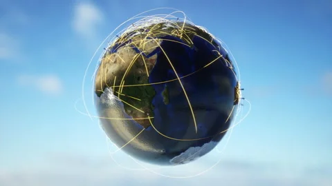 Concept of global communication, connection lines and Earth Stock Footage 151687663