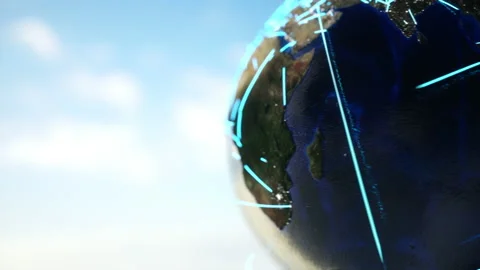 Concept of global communication, connection lines and Earth Stock Footage 152520826