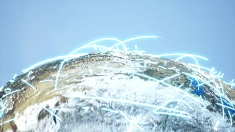 Concept of global communication, connection lines and Earth Stock Footage 152520830