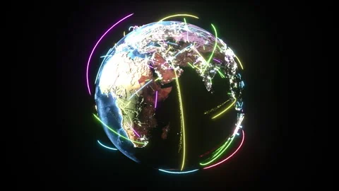 Concept of global communication, connection lines and Earth Stock Footage 152520833