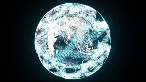 Concept of global communication, connection lines and Earth Stock Footage 153842999