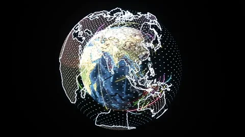 Concept of global communication, connection lines and Earth Stock Footage 153843000