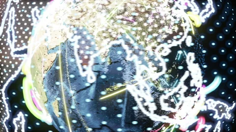 Concept of global communication, connection lines and Earth Video stock 153843003