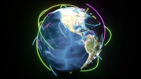 Concept of global communication, connection lines and Earth Stock Footage 153843024