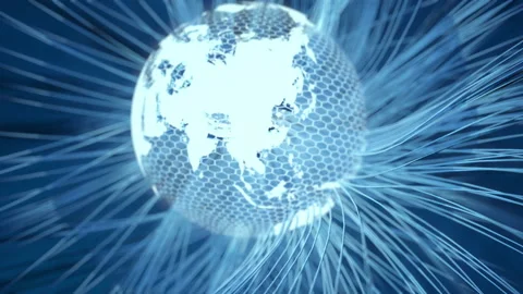 Concept of global communication, connection lines and Earth Stock Footage 158540316