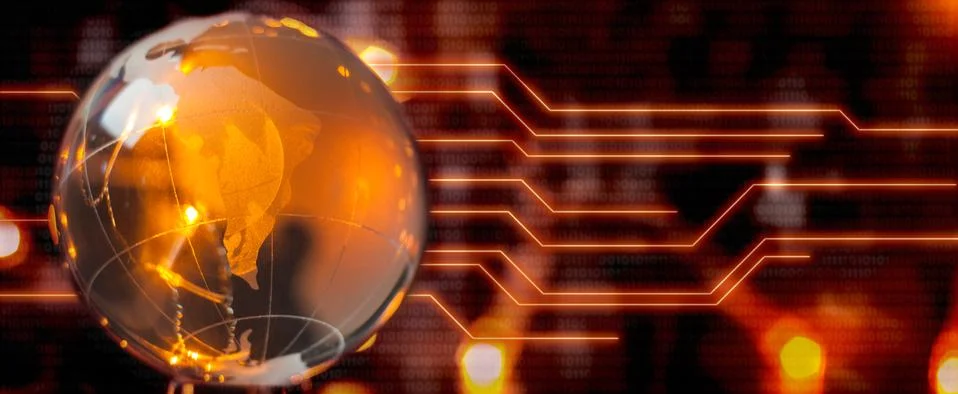 The concept of a global Internet network. Digital background of red color. Stock Photos