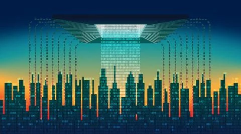 The concept of global networking technologies, cloud service, seamless loop Illustrazione stock