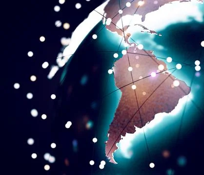 Concept of global technology and network information.3d illustration イラスト素材