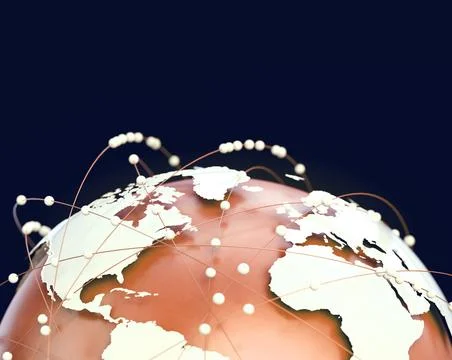 Concept of global technology and network information.3d illustration. Stock Illustration