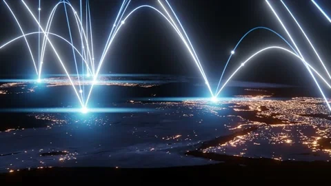 Concept of global technology. Digital connected network. 3d animation of earth. Stock Footage 172338380