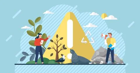 Concept of global warming, climate change. Animals and birds suffer from human Stock Illustration