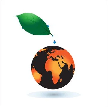 Concept of the Global warming. Sun burning the planet Earth. Stock Illustration