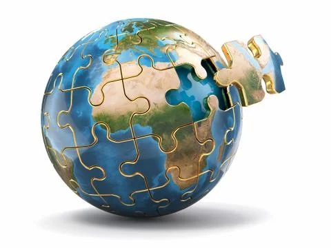 Concept of globalization. earth puzzle on white background. Stock Illustration